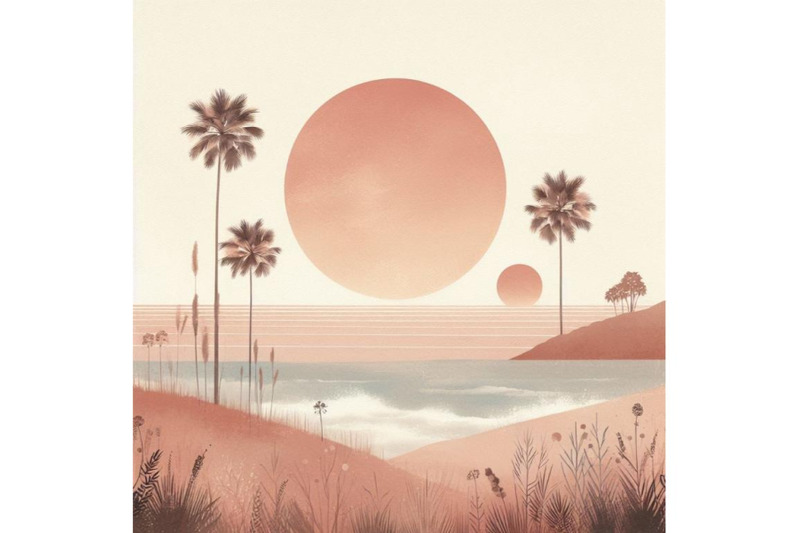 bundle-of-mid-century-sunset-print-boho-minimalist-printable-wall-art