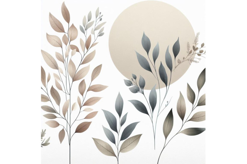 bundle-of-minimalist-botanical-poster-with-branch-leaves