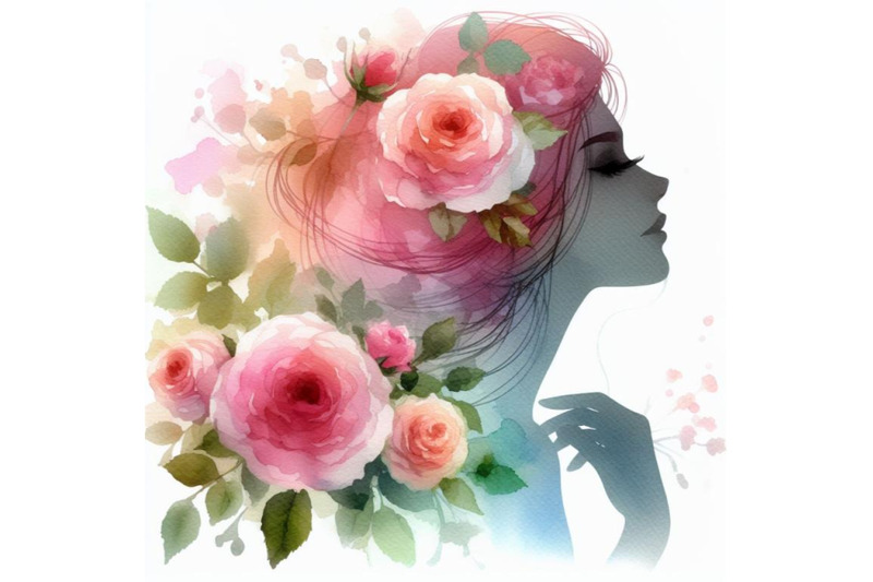 bundle-of-beautiful-girl-silhouette-with-rose