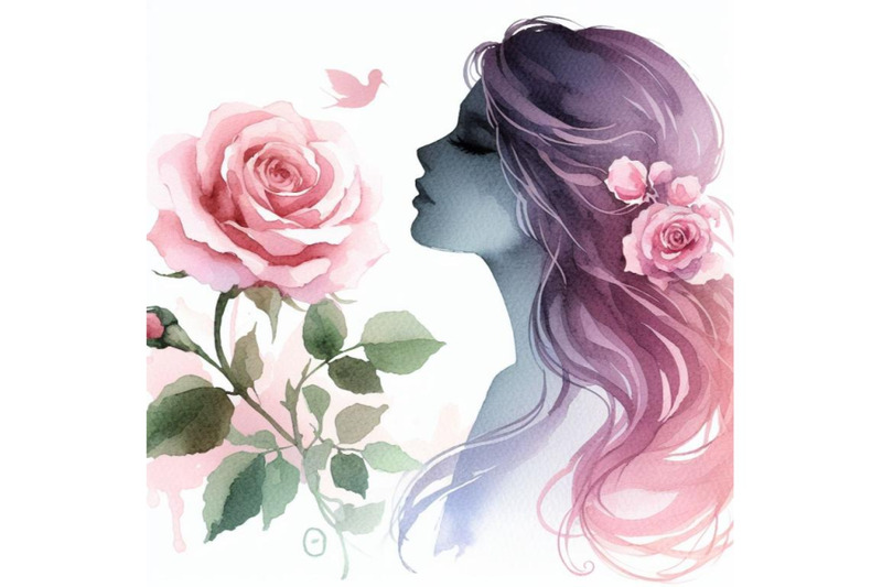 bundle-of-beautiful-girl-silhouette-with-rose