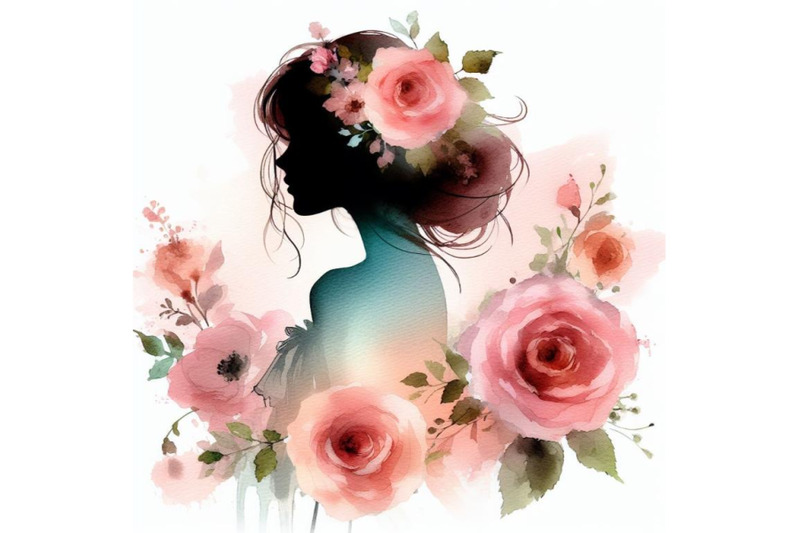 bundle-of-beautiful-girl-silhouette-with-rose