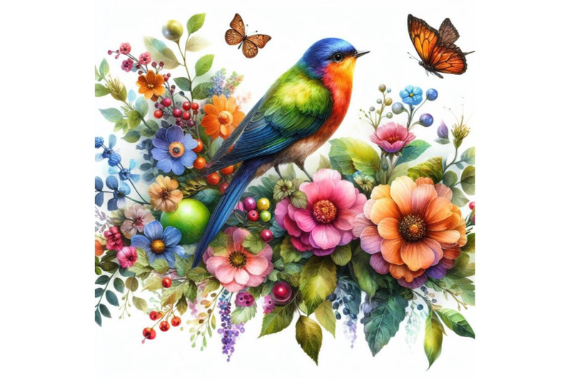 bundle-of-watercolor-colorful-birds-and-butterfly-with-leaves-and-flow