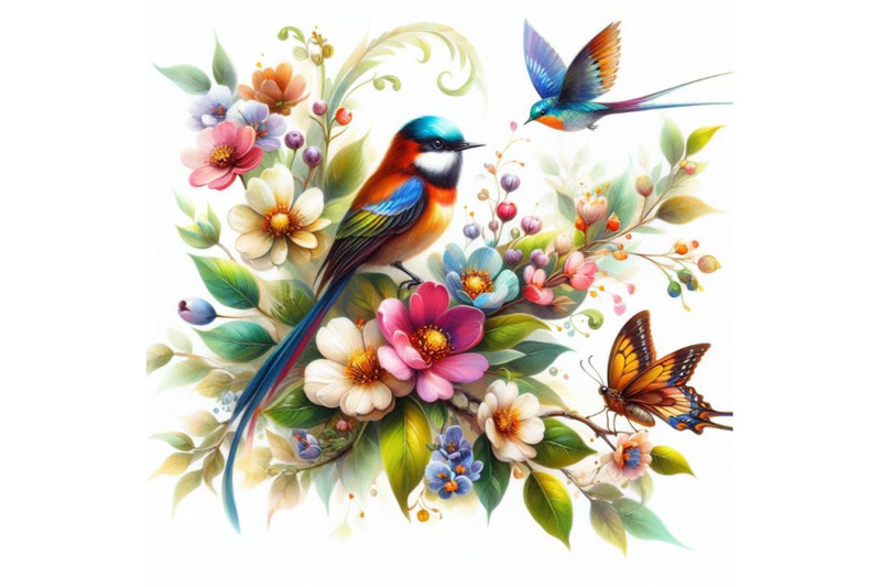 bundle-of-watercolor-colorful-birds-and-butterfly-with-leaves-and-flow