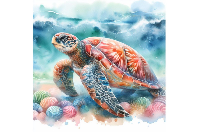 bundle-of-big-sea-turtle-watercolor-painting