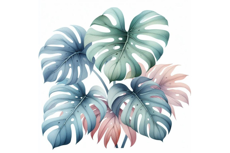 bundle-of-tropical-monstera-leaves-in-a-minimalist-style