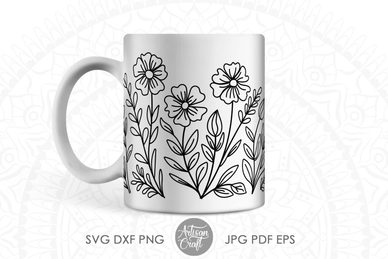 wildflower-svg-floral-border-line-art