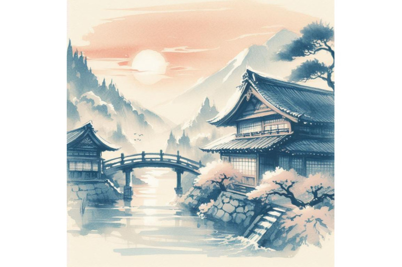 bundle-of-japan-traditional-sumi-e-painting