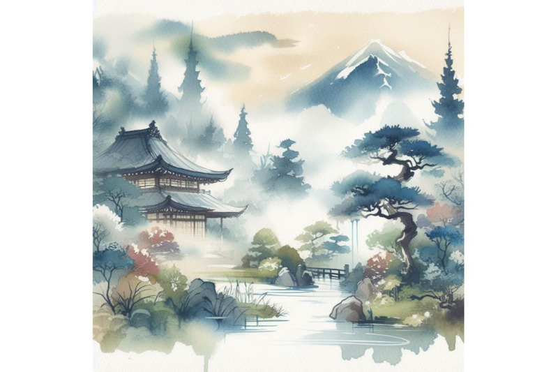 bundle-of-japan-traditional-sumi-e-painting