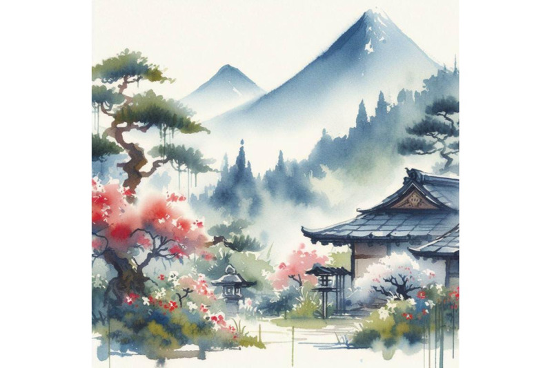 bundle-of-japan-traditional-sumi-e-painting