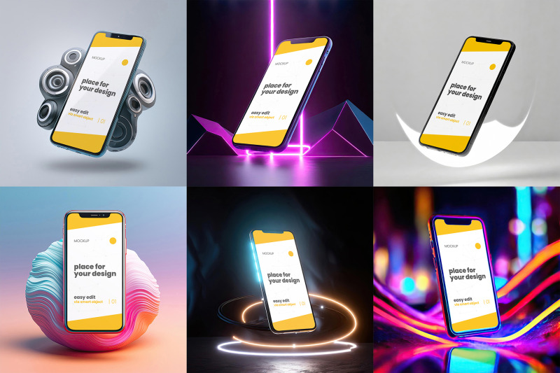 cellphone-with-light-color-effects-mockups