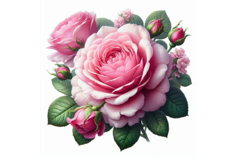 bundle-of-a-flowering-pink-rose-with-a-bud