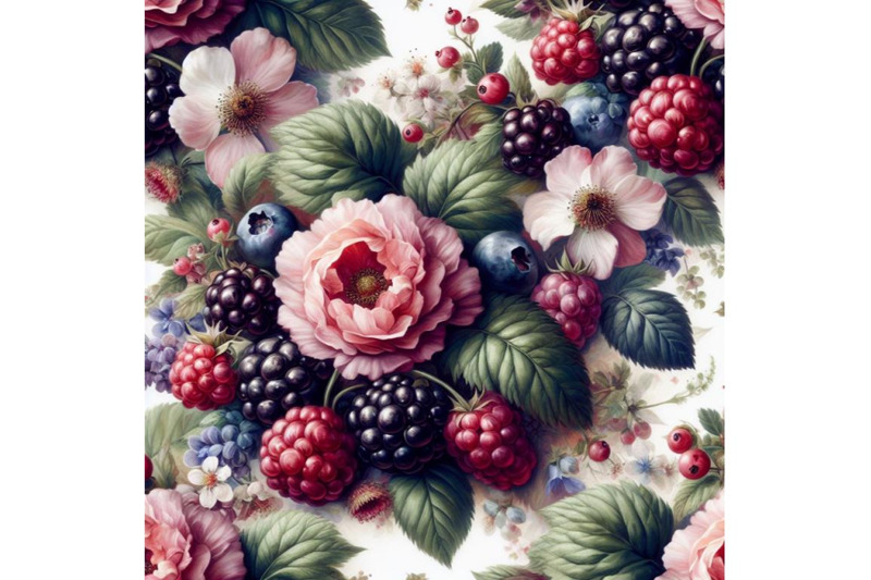 bundle-of-seamless-floral-background-with-blackberry-fruits-and-flower