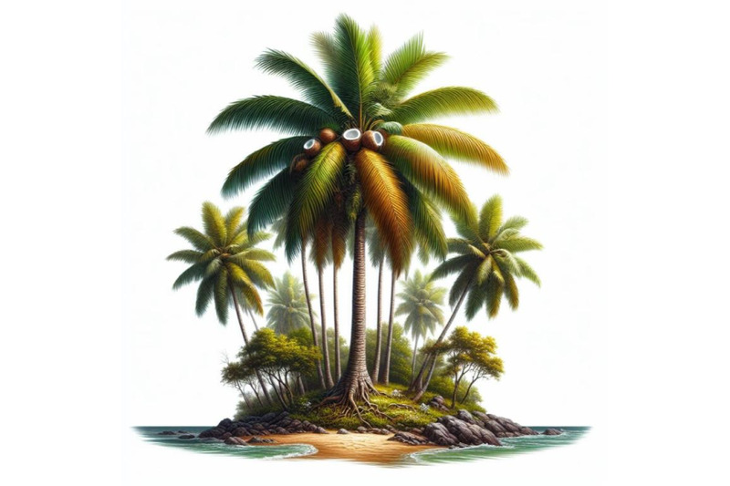 bundle-of-coconut-tree-isolated-on-white-background