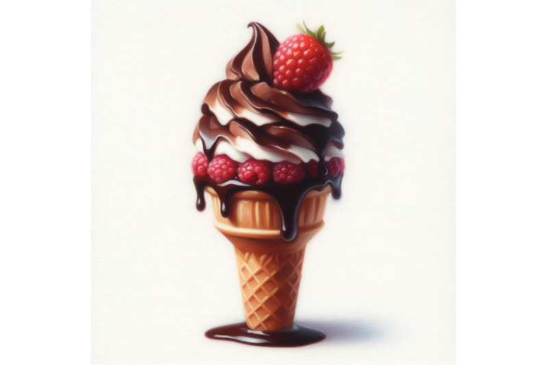 bundle-of-chocolate-ice-cream-cone-on-a-white-background