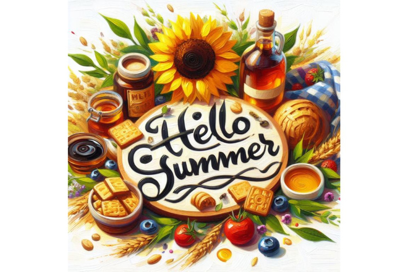 bundle-of-hello-summer-lettering-vector-illustration-on-white-backgro