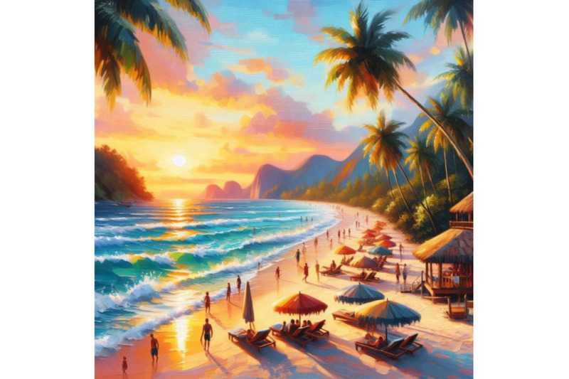 bundle-of-summer-sunset-beach-beach-vector-tropical-beach