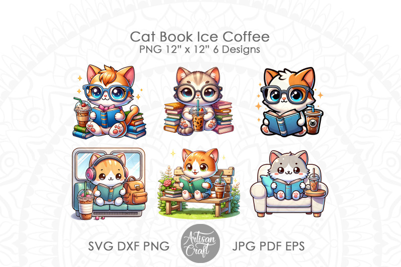 cute-cat-reading-book-cat-reading-art-ice-coffee-cup-reading-cat