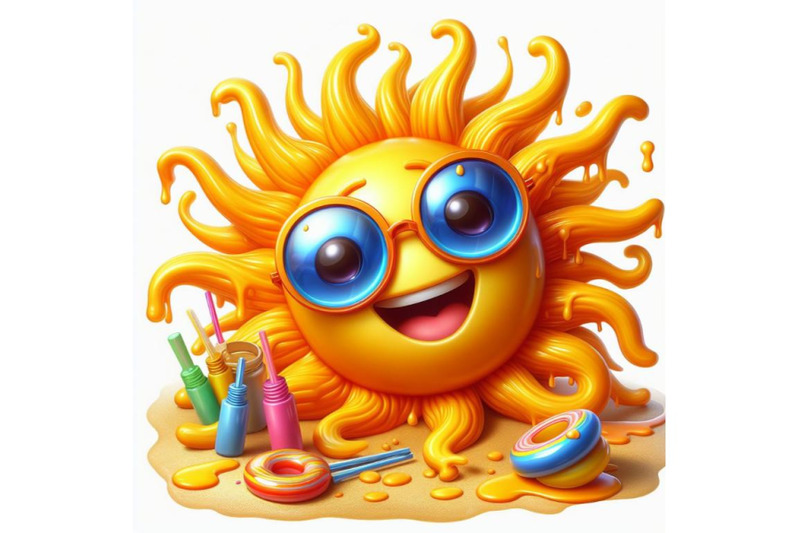 bundle-of-3d-realistic-happy-smiling-cute-sun-vector-with-colorful-sun