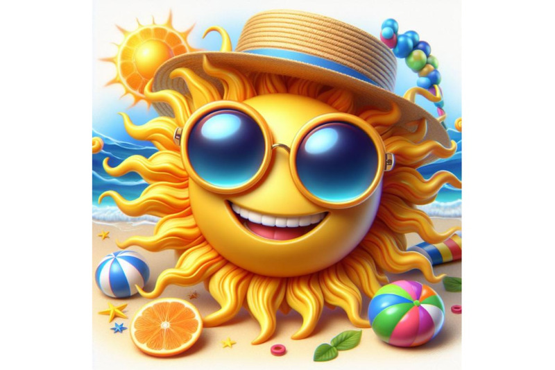 bundle-of-3d-realistic-happy-smiling-cute-sun-vector-with-colorful-sun