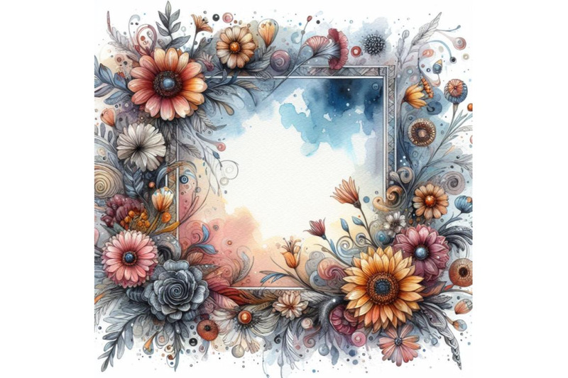 bundle-of-watercolor-frame-hand-drawn-watercolor-background