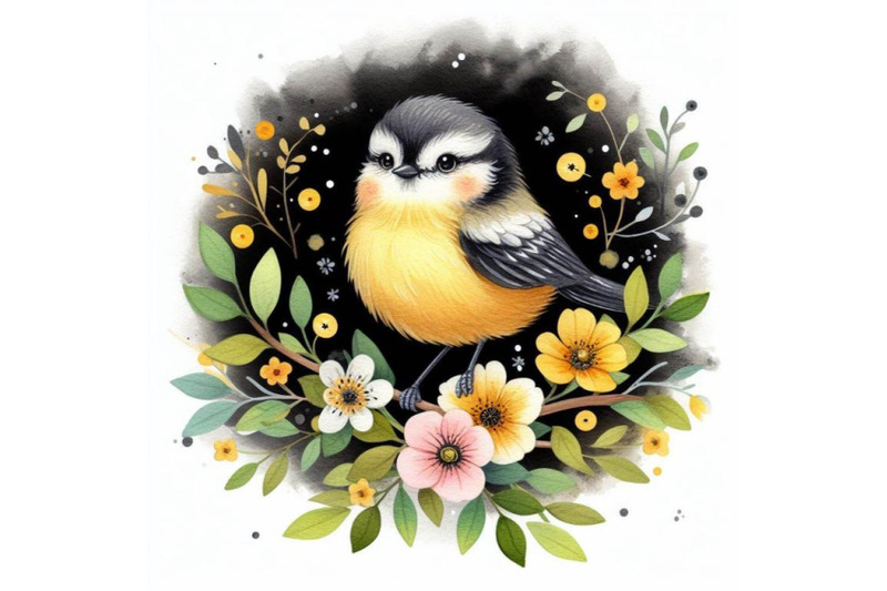 a-bundle-of-cute-bird-decorated-with-flowers