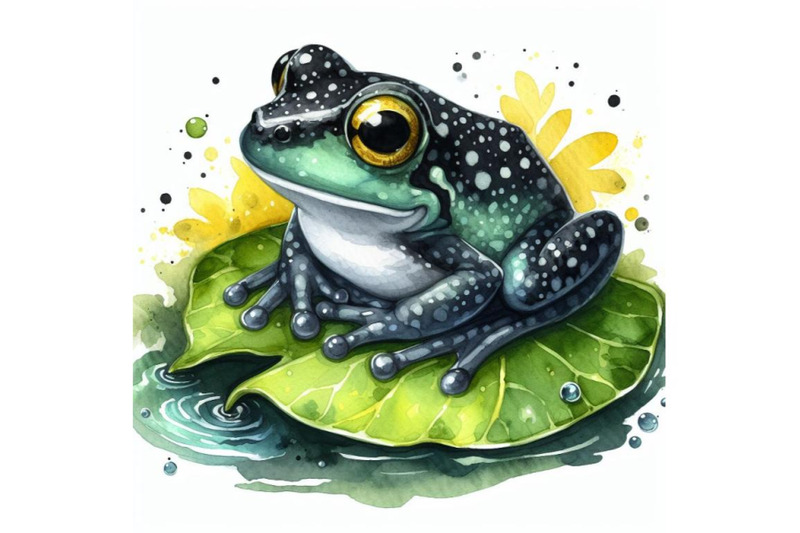 a-bundle-of-cute-frog-setting-on-a-water-leaf