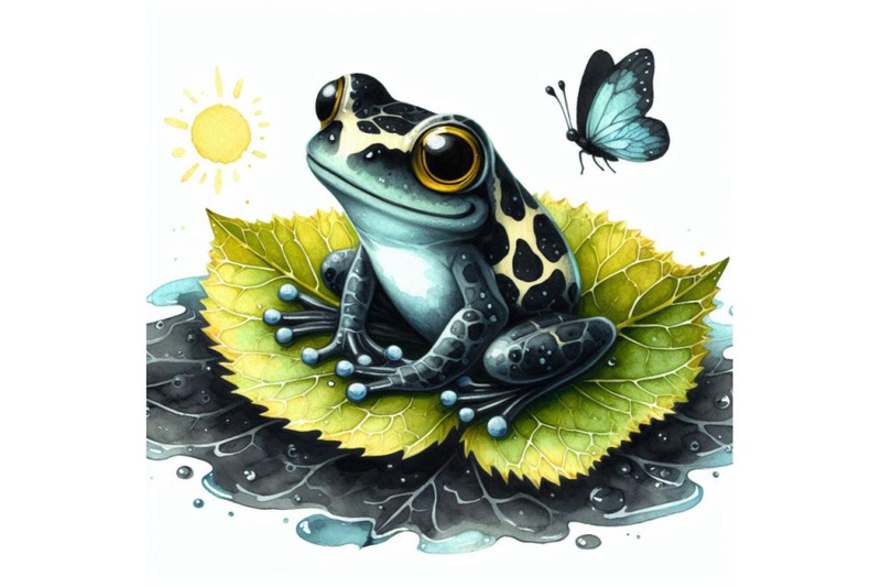 a-bundle-of-cute-frog-setting-on-a-water-leaf