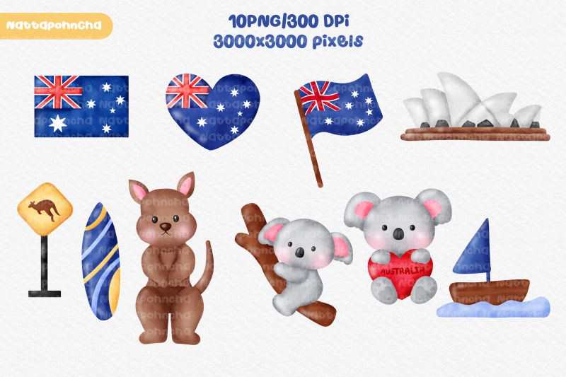 set-of-australia-travel-elements-clipart