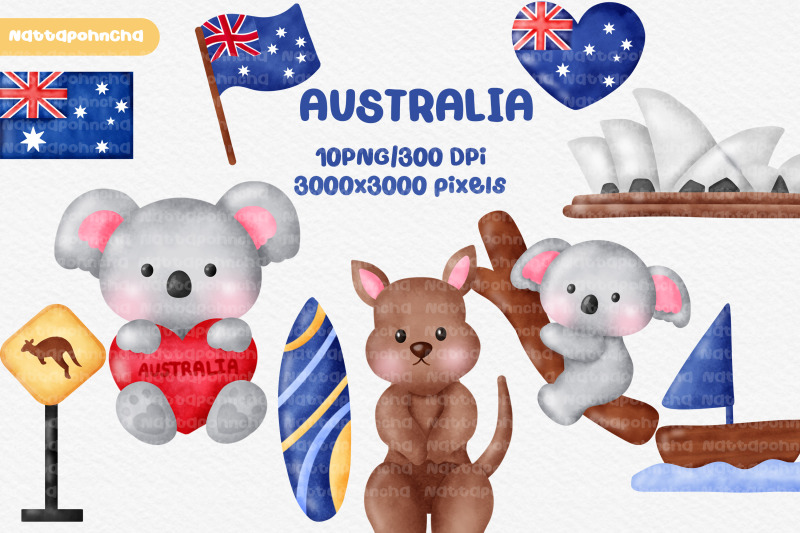 set-of-australia-travel-elements-clipart