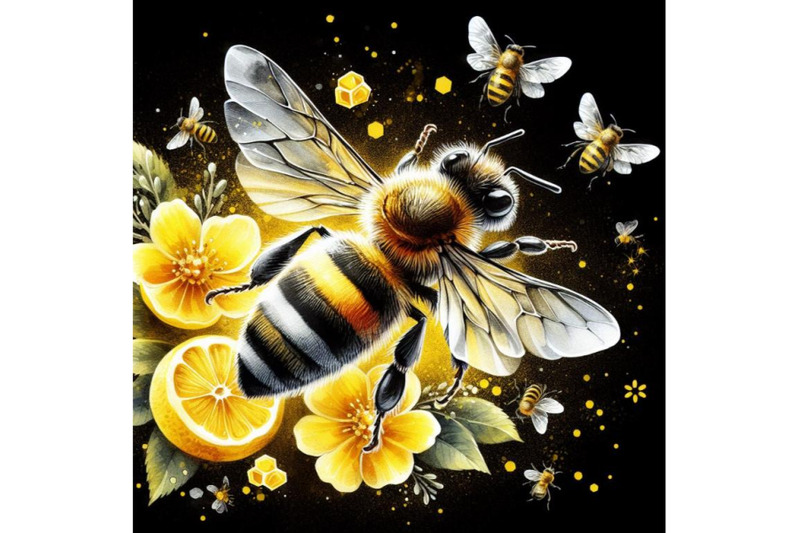 a-bundle-of-honey-bee-flying-with-joy