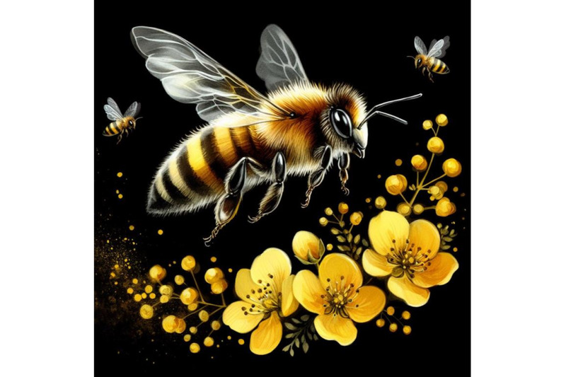 a-bundle-of-honey-bee-flying-with-joy