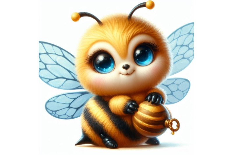 bundle-of-an-a-cute-bee-isolated-on-white-background