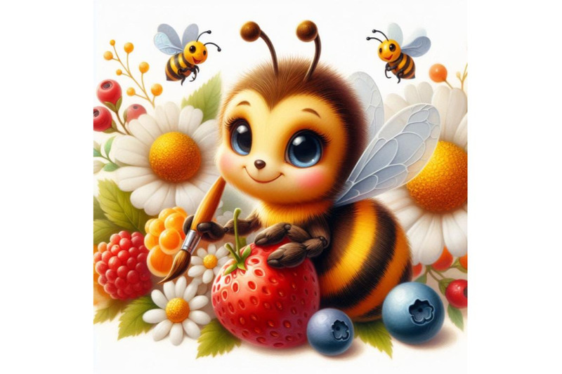 bundle-of-an-a-cute-bee-isolated-on-white-background