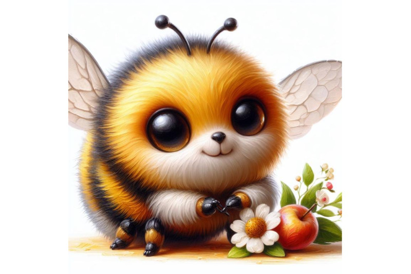 bundle-of-an-a-cute-bee-isolated-on-white-background