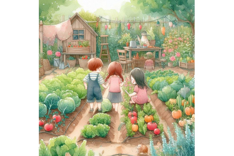 bundle-of-kids-in-a-vegetable-garden