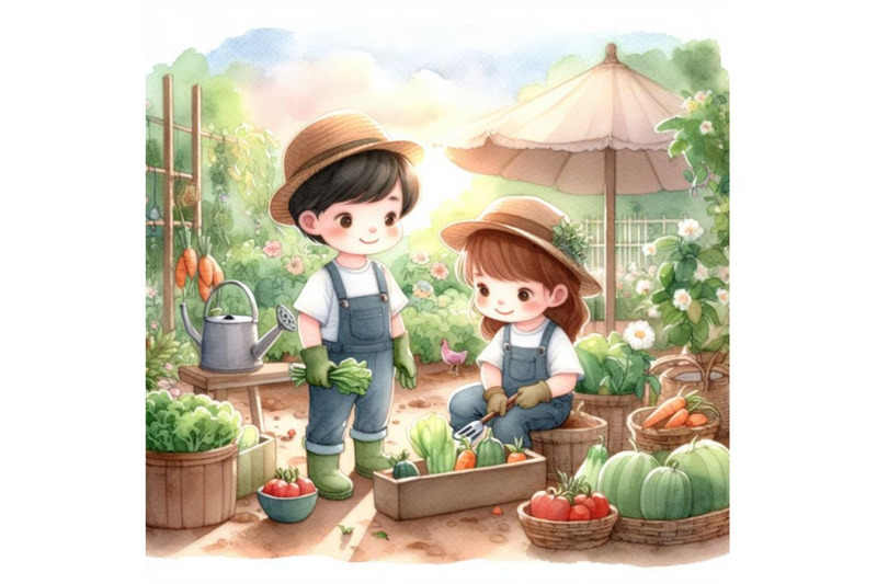 bundle-of-kids-in-a-vegetable-garden