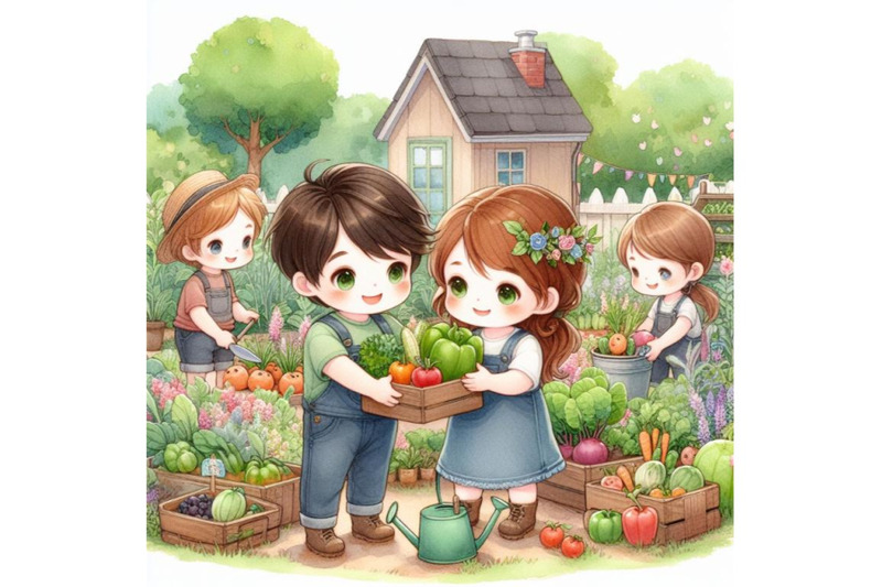 bundle-of-kids-in-a-vegetable-garden