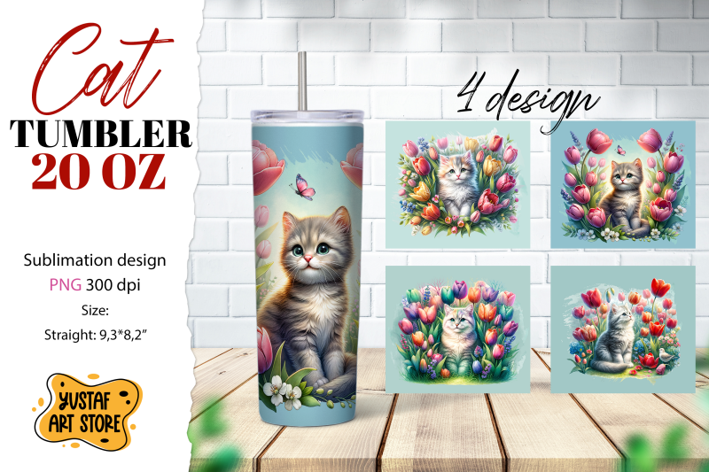 cat-tumbler-wrap-cute-cat-in-flowers-sublimation-4-design