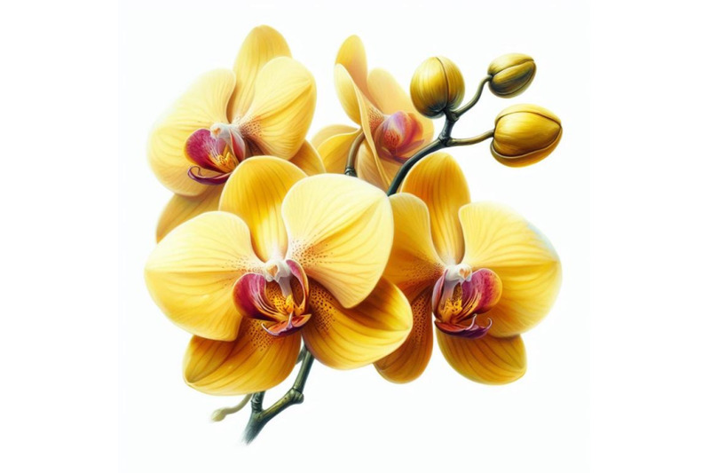 bundle-of-yellow-orchid-isolated-on-white-painted-in-watercolor