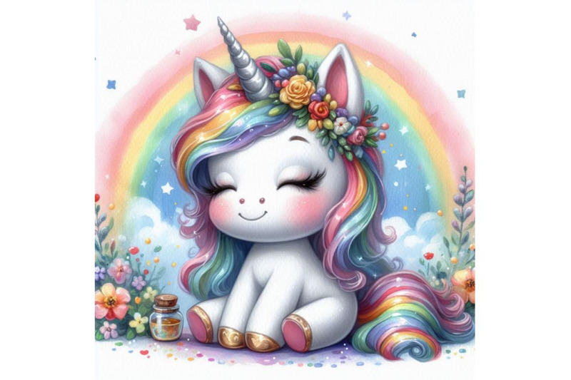 bundle-of-watercolor-cute-unicorn