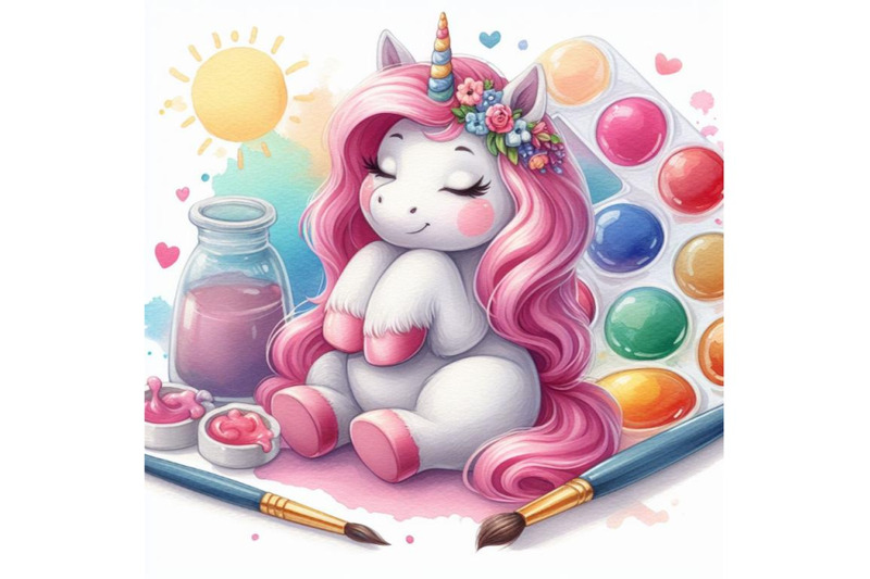 bundle-of-watercolor-cute-unicorn