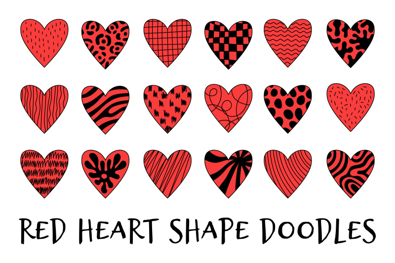 red-heart-shape-doodles-png-clipart