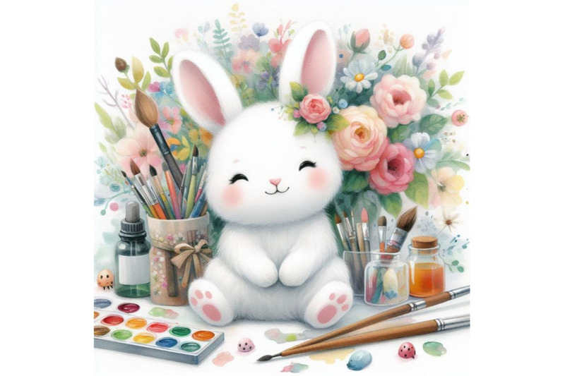 bundle-of-cute-watercolor-rabbit