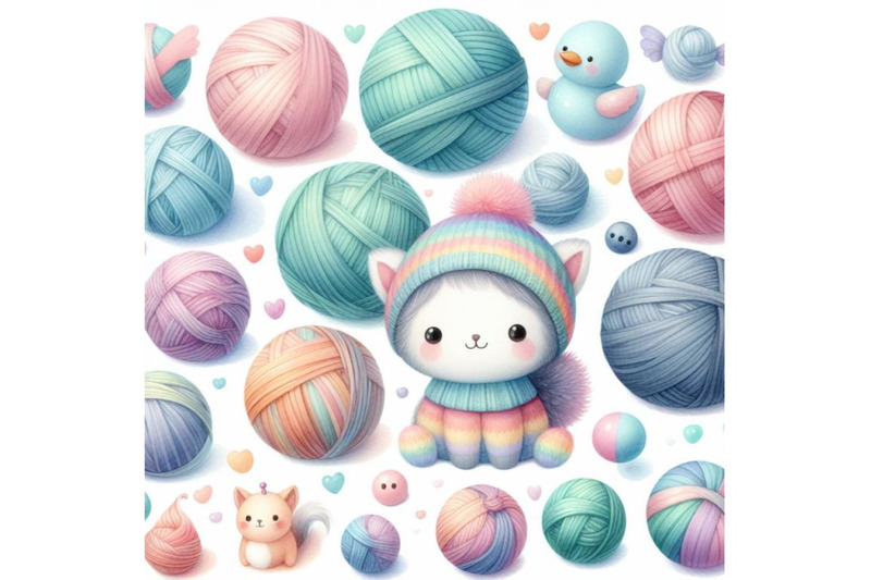 bundle-of-variety-size-colorful-big-and-small-cute-pastel-balls-yarn