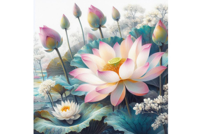 bundle-of-watercolor-beautiful-lotus