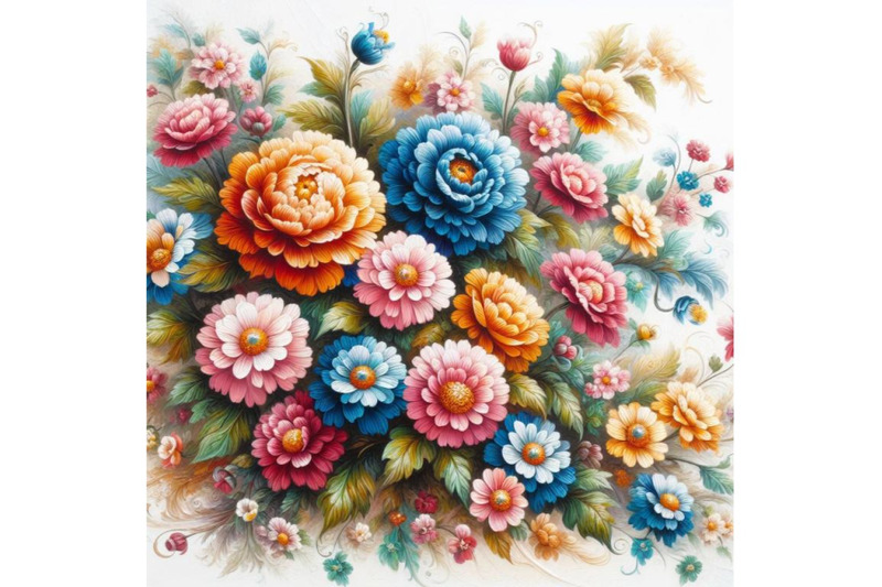 bundle-of-multi-colored-flowers-in-the-white-background