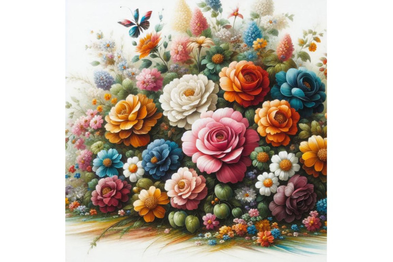 bundle-of-multi-colored-flowers-in-the-white-background