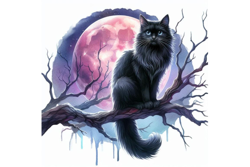 bundle-of-black-cat-on-dead-branch-on-halloween-night