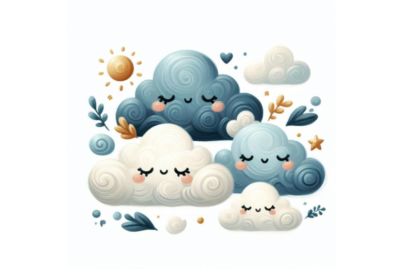 bundle-of-cute-clouds-in-scandinavian-style-isolate-on-white-backgroun