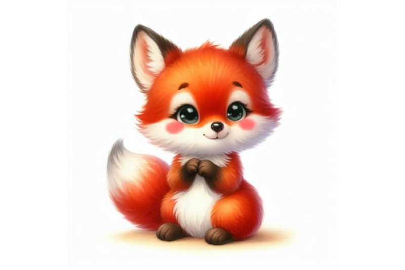 bundle-of-cute-watercolor-cartoon-fox-isolate-on-white-background